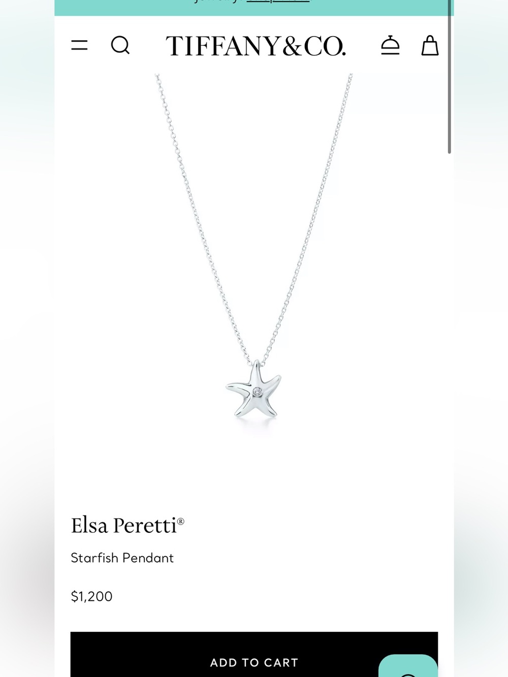Tiffany & Co. Elsa Peretti Starfish Pendant sterling silver, center diamond, EUC - Picture 5 of 6